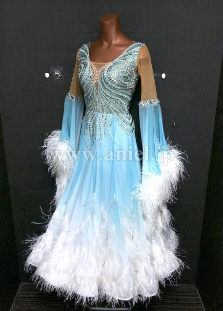 B382・【gentil】水色&白羽根