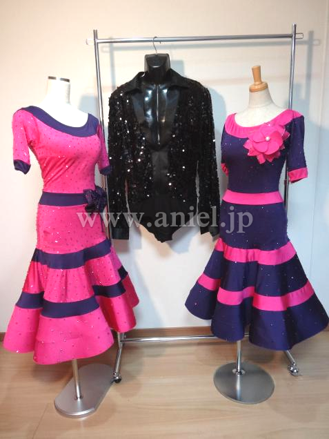 L2932・パープル&ピンク&男性用シャツ