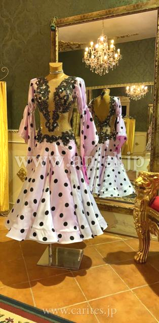 M7521・【Silvia design】ピンクドット&ブラックレース