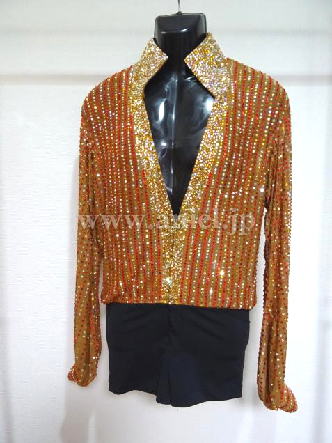 L2957・タンカラー&ゴールドメンズシャツ※試着不可