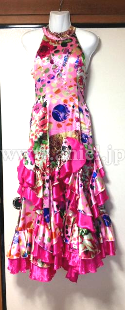 L1516・ピンク花柄パソドレス