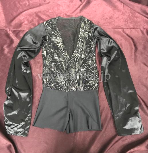 L5540・黒スパンコールメンズラテンシャツ※試着不可