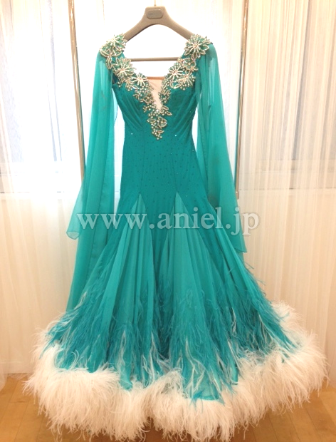 M2875・【Chrisanne】エメラルドグリーン&白