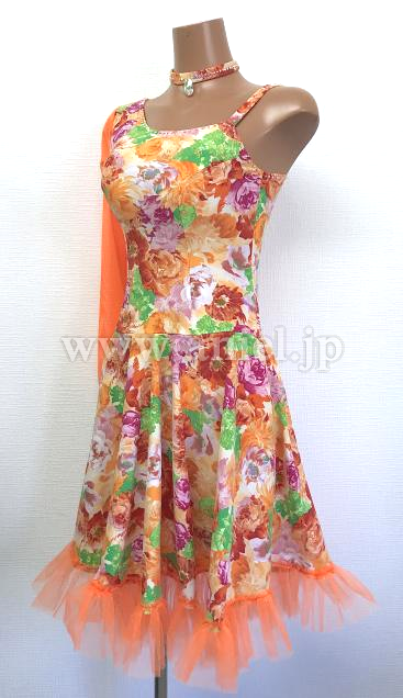 L5204・オレンジ花柄