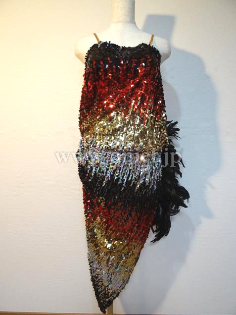 L2973・カラフルスパンコール&黒羽根