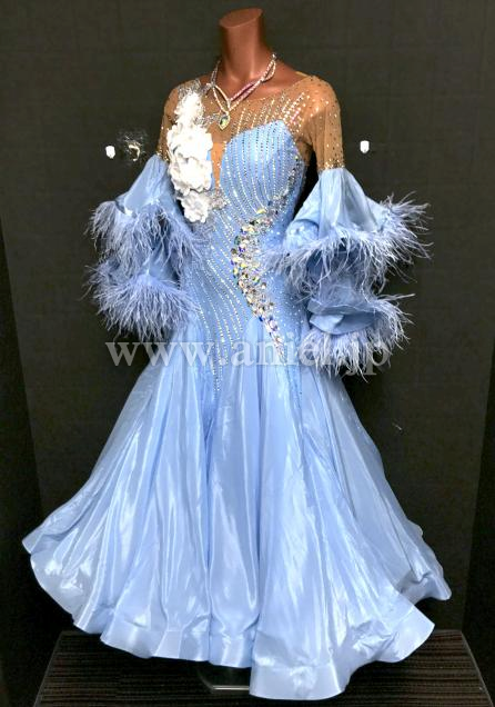 B433・ペールブルー&白花