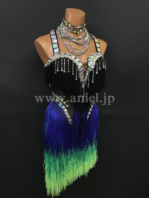 L6529・【Ajour Design】 黒&青&緑