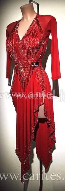 vol.5配信先行販売ドレス(ラテン)・【Abraham Martinez】レッドロングスリーブ