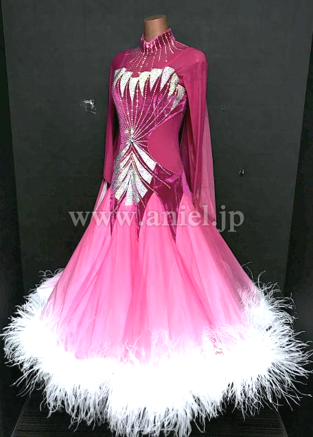 M9115・ピンク&白羽根