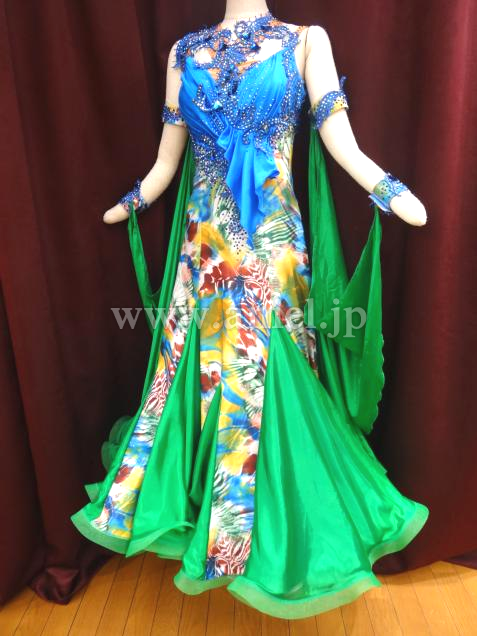 M3485・グリーン&ブルー柄