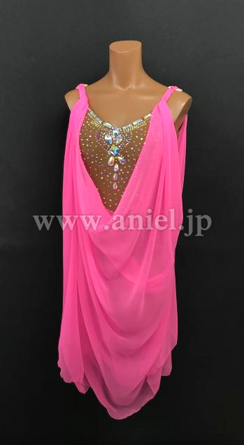 L6542・ショッキングピンクルンバドレス