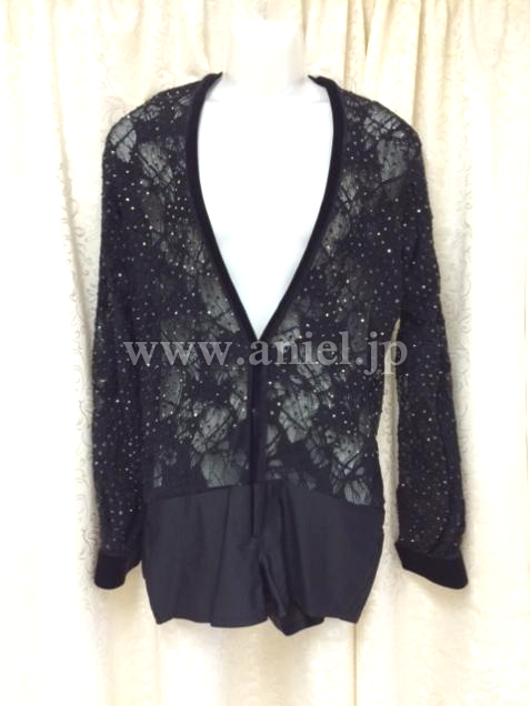 L2603・黒レースラテンシャツ