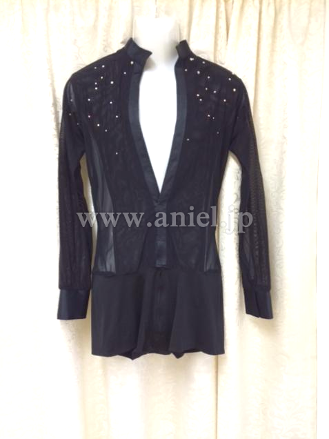 L2604・黒メッシュラテンシャツ