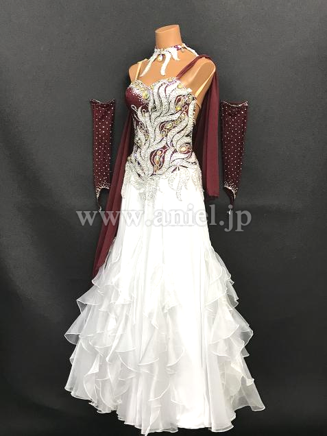 M7622・バーガンディ&白