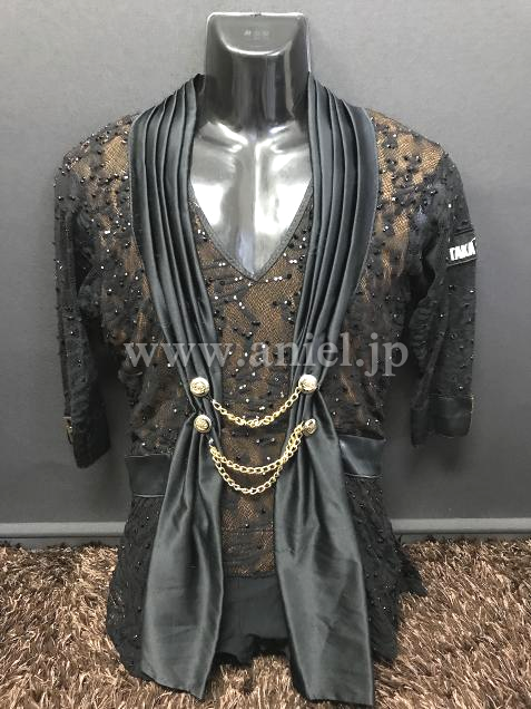 L6170・【タカダンス】黒ラテンシャツ※試着不可