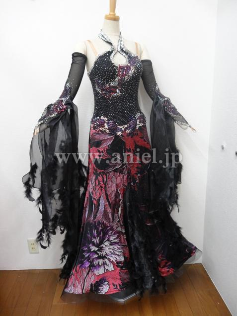 M3502・黒&赤紫柄