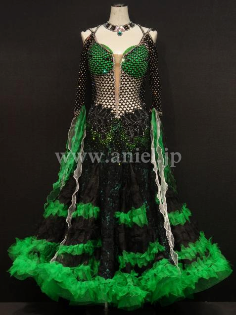 M4234・【Silvia design】黒ネット&グリーン