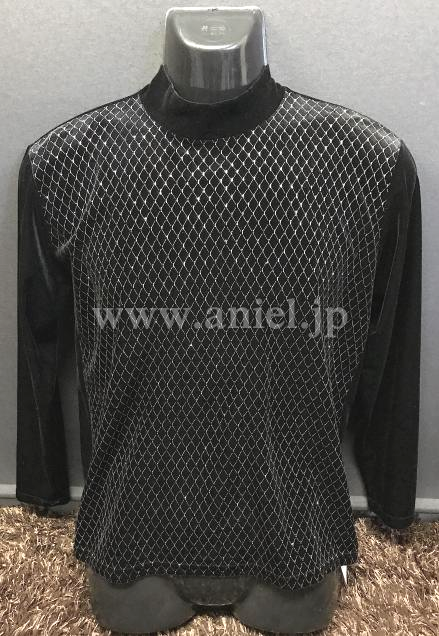L6187・黒ハイネックラテンシャツ※試着不可