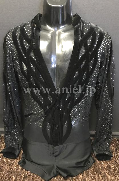 L6193・黒ラテンシャツ※試着不可