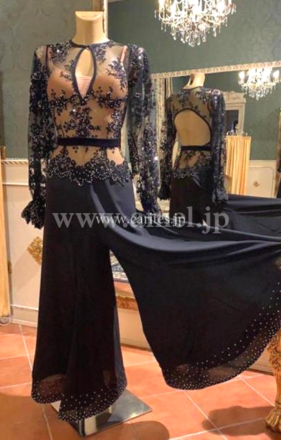 M8554・【Silvia Design】ブラックパンツドレス【デボラ着用】