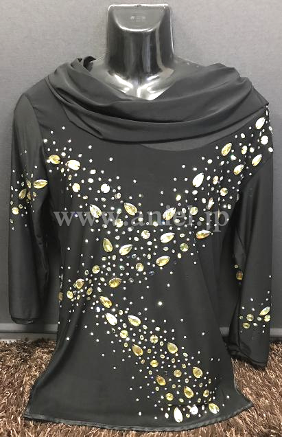 L6203・黒ラテンシャツ※試着不可