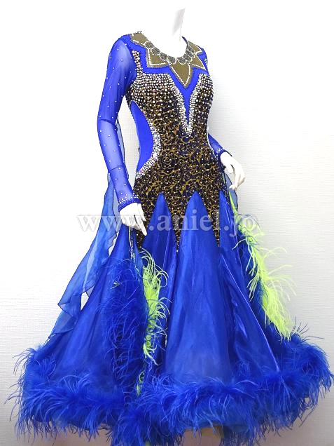 M5780・ロイヤルブルー&薔薇柄※試着不可