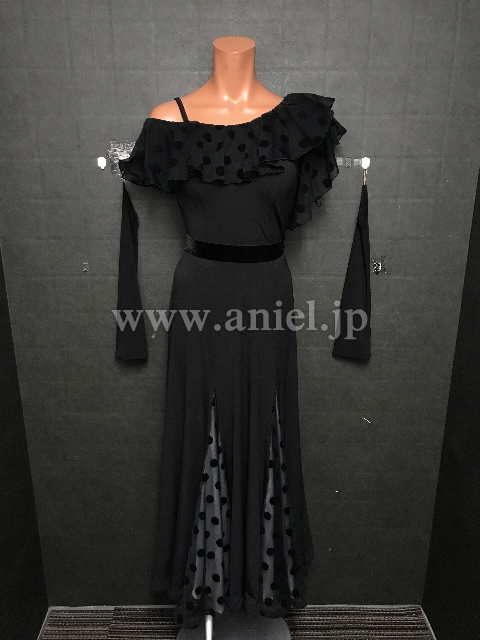 【チャコット】黒水玉ワンピース【中古】