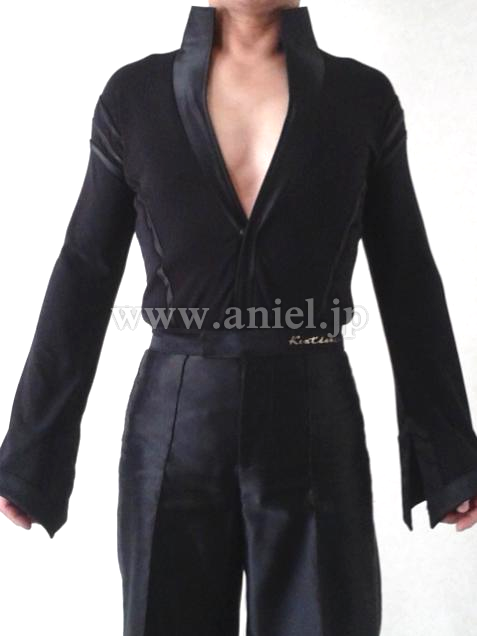 L1668・黒ラテンシャツ※試着不可