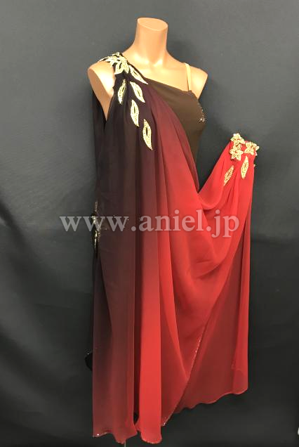 L6616・ 赤グラデーションルンバドレス