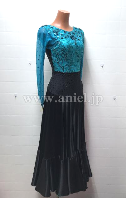 L7030・ジェード&黒パソドレス※試着不可