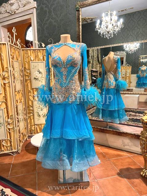 M7980・【Silvia Design】ライトブルー&ゴールド