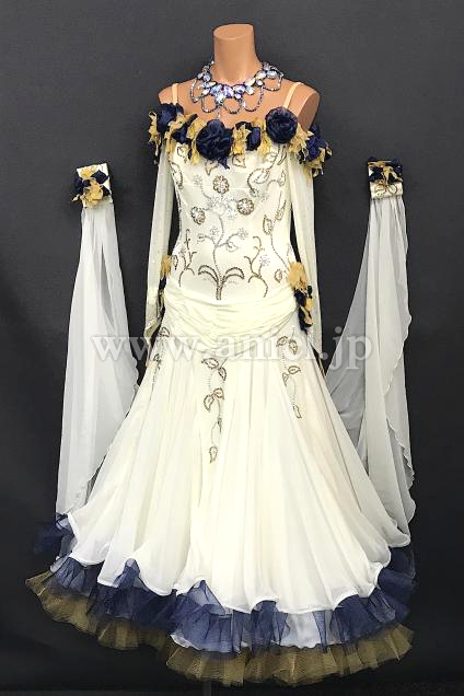 M7989・【チャコット】クリーム&ネイビー