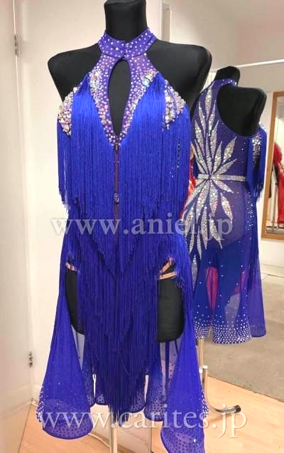 L6236・【Ajour Design】ブルーフリンジ&フレア