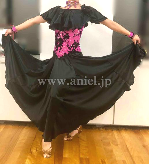 L4021・ピンク&黒パソドレス※試着不可