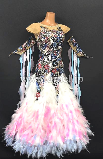 M7422・【gentil】白&花カラフル