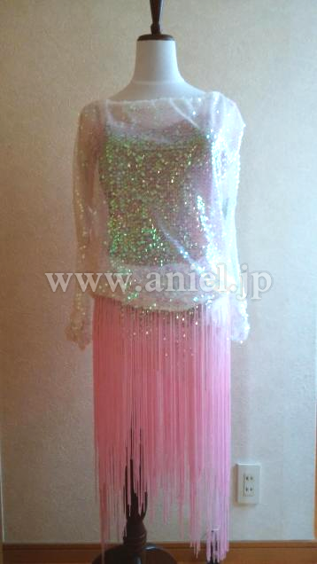 L2695・ピンクスパンコールフリンジ※試着不可