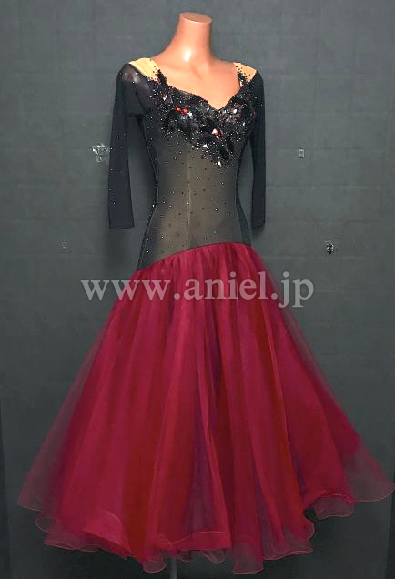 M8679・【チャコット】黒&ワインレッド