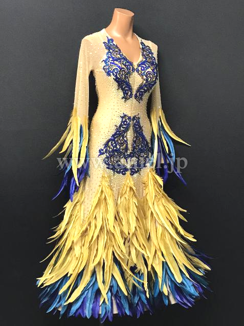 M7127・青&ゴールド羽根【gentil】