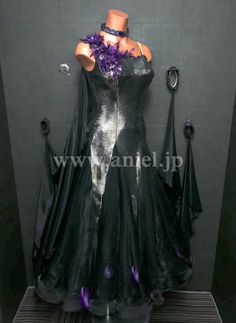 B106・【チャコット】メタリックブラック&紫