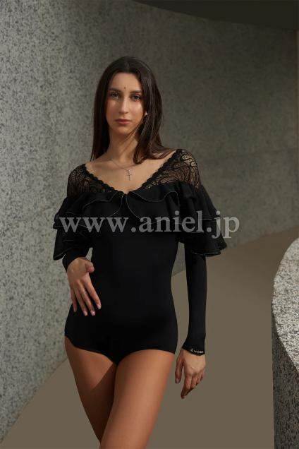 【即納】【DANCE QUEEN】エレガンスレースベルベットレオタード