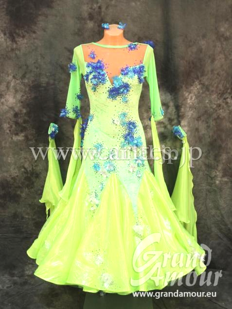 M7014・【Grand Amour】ライムイエロー&ブルーフラワー