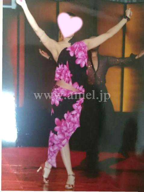 L2750・黒&ピンク花柄