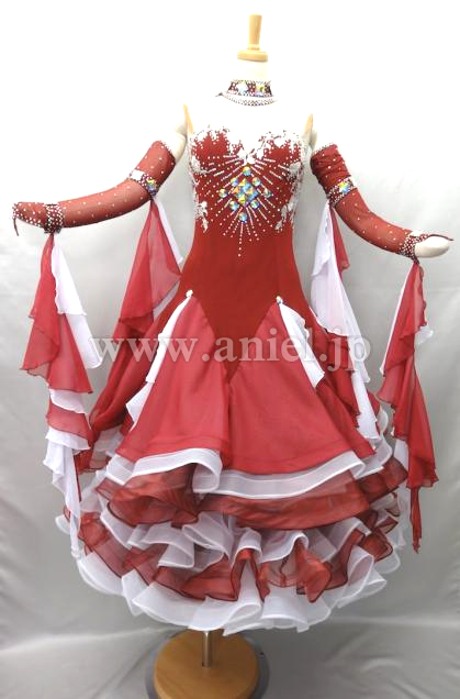 M2540・ワインレッド&白