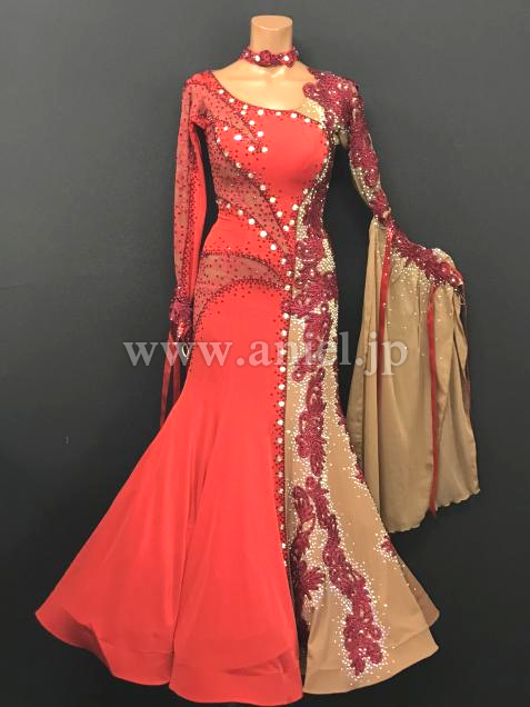 M7298・赤&ベージュ