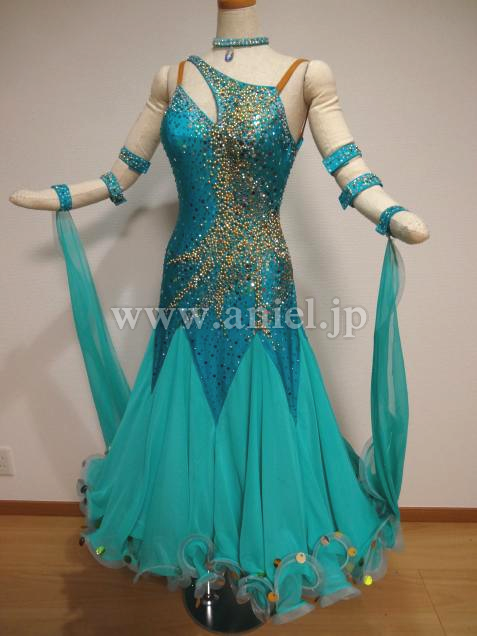 M3818・エメラルドグリーン&ゴールド