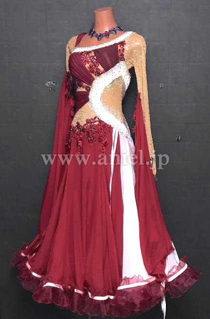 M8776・【タカダンス】ワインレッド&白