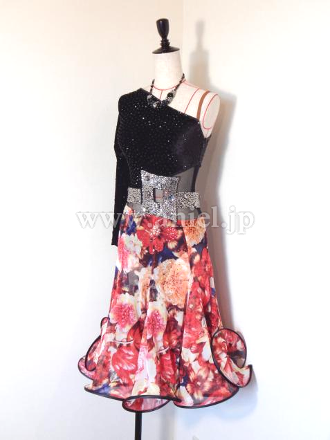 L1852・花柄&黒ベロア