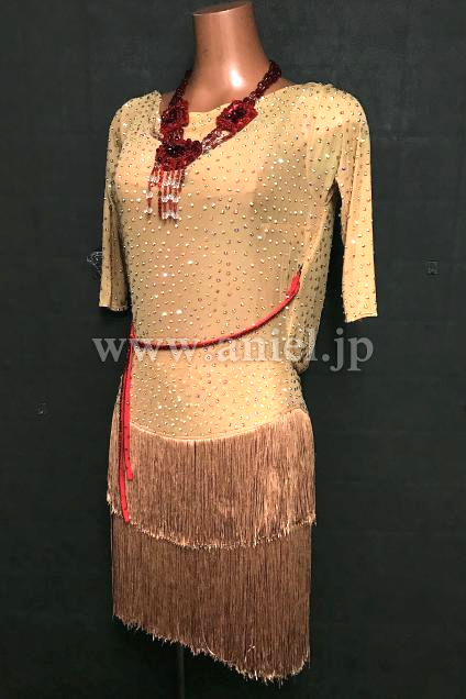 L7157・ベージュ&赤