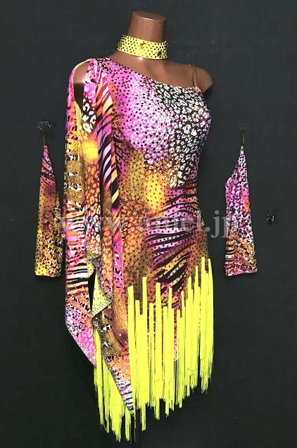 L7158・黄&ピンクヒョウ柄