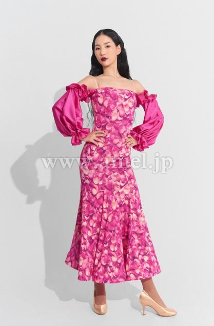 【即納】【DANCE QUEEN】ローズレッドプリントワンピース